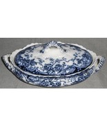 1880s FLOW BLUE Keeling &amp; Co CHATSWORTH - LATE MAYER PATTERN Covered Veg... - $244.21 CAD