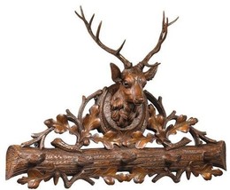 Wall Coat Hook Royal Stag Head Deer Oak Leaves 5-Hook Hand Painted OK Casting - £535.08 GBP