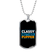 Classy Mother Pupper Plain Necklace Stainless Steel or 18k Gold Dog Tag 24&quot; Cha - £38.52 GBP+