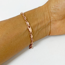 Pink Gold Plated Figure 8 Chain Bracelet 925 Sterling Silver, Handmade Jewelry  - £51.83 GBP