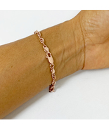 Pink Gold Plated Figure 8 Chain Bracelet 925 Sterling Silver, Handmade J... - £52.08 GBP