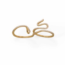 14K Yellow Gold Plated Wrap Snake Ring Simulated Diamond Antique Women&#39;s Gift - £112.45 GBP