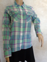  American Eagle Outfitters Green Plaid Blouse Size M/M (#2936) - £12.62 GBP