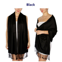 Black - 2Ply Scarf 78X28 LONG Solid Silk Pashmina Cashmere Shawl Wrap - £23.65 GBP