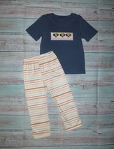 NEW Boutique Turkey Thanksgiving Boys Panel Shirt Striped Pants Outfit - $12.79
