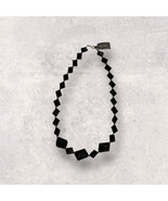 TRIFARI Vtg Black Faceted Twirl Modernist Twist Beaded  17&quot; Necklace NWT - $875.24 MXN