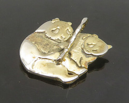 GFMW 925 Sterling Silver - Vintage Shiny Panda Bear Couple Pendant - PT19564 - £31.31 GBP