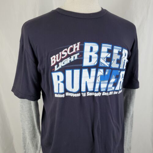 Primary image for Busch Light Beer Runner T-Shirt XL Layered Long Sleeve Cotton Football Racing