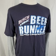 Busch Light Beer Runner T-Shirt XL Layered Long Sleeve Cotton Football R... - £15.00 GBP