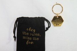Smart Ass &amp; Sass Keychain (new) OBEY THE RULES - GOLD HEXAGON KEYCHAIN - $9.73