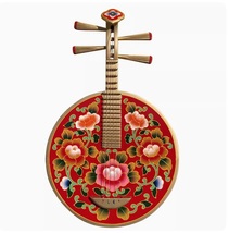 Yueqin Painting process Flower pattern Chinese stringed instruments - £353.32 GBP