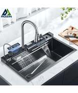 Stainless Steel Kitchen Sink with Faucet Digital Display Large Single Bo... - $209.18 CAD+