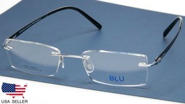 New Blu Designed In Soho 116 COL.03 Silver Blue Titanium Eyeglasses 50-18-140mm - £50.83 GBP