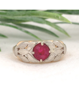 Vintage 14k Yellow and White Gold .83ct Genuine Natural Ruby Band Ring (... - $1,382.87 CAD
