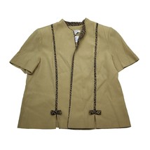 Miss Dorby Jacket Womens 10P Beige Petite Short Sleeve Shoulder Pads Ope... - $18.69