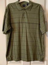 Arrow Men&#39;s Shirt Pull Over Green Striped Collared Shirt Size Large - £11.18 GBP