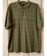 Arrow Men&#39;s Shirt Pull Over Green Striped Collared Shirt Size Large - £11.16 GBP
