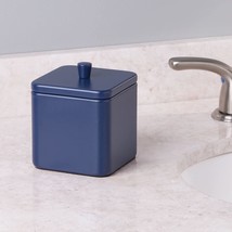 (Navy Blue) Small Metal Square Bathroom Apothecary Storage Organizer Canister Ja - £35.36 GBP