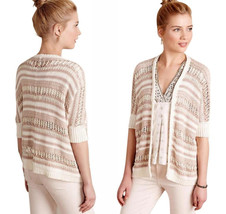 $128 Anthropologie Sparkle Cocoon Cardigan X Small Metalllic Stripes Swe... - $775.05 MXN