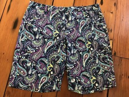 Lands End Colorful Paisley Cotton Flat Front Fit 2 Bermuda Shorts10 34 x 10 - £29.48 GBP