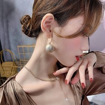Korean Geometric Big  Earrings 2022 Trend For Women Girls Simple Elegant Hanging - £10.38 GBP