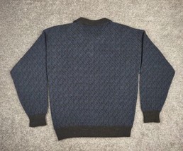Vtg Jantzen Sweater Men Medium Blue Knit Acrylic Henley Collared Button ... - $17.99