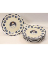 Folkcraft Cameo Snowman Christmas Salad Plates 7-3/4&quot; Lot of 7 Xmas - $520.98 MXN