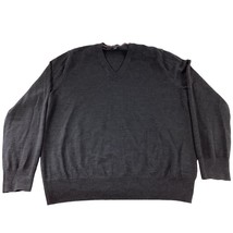 Brooks Brothers Vneck Sweater Men’s Large Charcoal Gray 100% Merino Wool L/S - £20.07 GBP