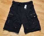 NWT Vintage Belted Cargo Shorts Wide Leg Rivets Black Sz 36 PJ Mark Y2K - $19.75