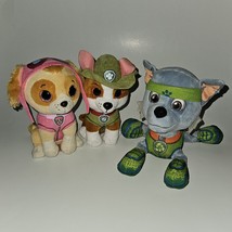 3 Paw Patrol 6&quot; Puppy Dog Plush Lot Rocky Spin Master Ty Beanie Boo Tracker Skye - $24.70