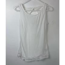 Athleta Gauze Open Weave Tank Top Women XS Find Ur Center White Drape Tw... - $13.50