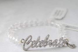 Disney Bracelet (new) CELEBRATION - SILVER W/ CLEAR BEADS - STRETCH - AG... - $11.01