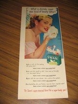 1948 Print Ad Swan Bar Soap Lever Brothers Pretty Lady with Suds - $11.14