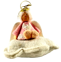 Felted Pink Angel on White Cloud Christmas Ornament 3.5&quot;H - $9.99