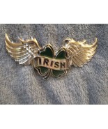 IRISH GREEN CHARM METAL BELT BUCKLE WINGS LUCK OF IRISH LUCKY  - $7.77 CAD