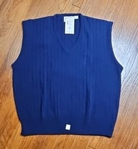 Vintage London Fog Mens V-Neck Sweater Vest 2XL Big Navy Blue  New With Tags USA - £23.35 GBP