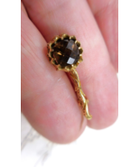Small 18K Gold Victorian Georgian Pin Smoky Quartz Stone - $356.25