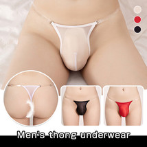 Men&#39;s Sexy Semi Sheer Oil Shiny Glossy Pouch Underwear Tanga G-string Pa... - £5.52 GBP