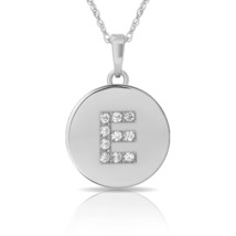 14K White Gold Round Solitaire Disc Initial Letter "E" Flat Pendant 0.20Ct - $53.95+