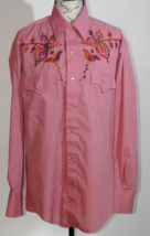 Mustang Western Pearl Snap Button Up Embroidered Long Sleeve Shirt Adult... - $26.99