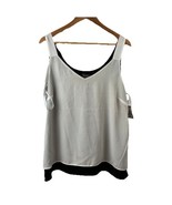NWT Black Off White Double Layer sleeveless Scoop Neck Top Size L￼ - $315.40 MXN