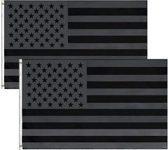 Set of 2 3x5FT All Black American Flag US Black Flag Decor Blackout USA - £16.03 GBP