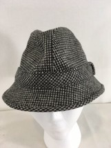 St Michael sz 6 7/8 Gray Tweed Wool Made in UK Lined Fedora Bucket Hat - £19.55 GBP