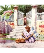Fruit Pottery Vendor 1913 Panama Canal History Watercolor Art Print Read... - €34,31 EUR