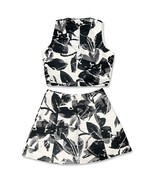 Lucy Paris Black White Flowers Floral Brocade Crop Top Mini Skirt Set si... - $39.44