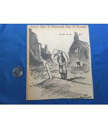 World War 2 WW2 Comic Sketch ORIGINAL From newsprint - EUROPE MEMORIAL DAY - $19.78