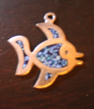 Silvertone and Turquoise Fish Pendant - £8.40 GBP