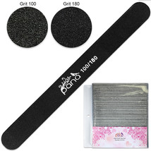 50Pcs Professional Round Black Nail Files Double Sided Grit 100/180 - £32.57 GBP