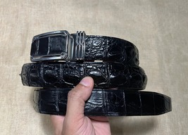 Size 44&quot; Genuine Black Hornback Alligator Crocodile Skin Belt Width 1.3&quot; - £47.17 GBP