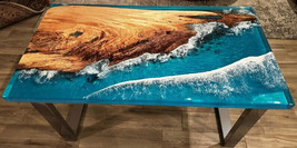 Blue Ocean Epoxy Countertop Dining Table Live Edge Epoxy Coffee Table Home Decor - £210.29 GBP+